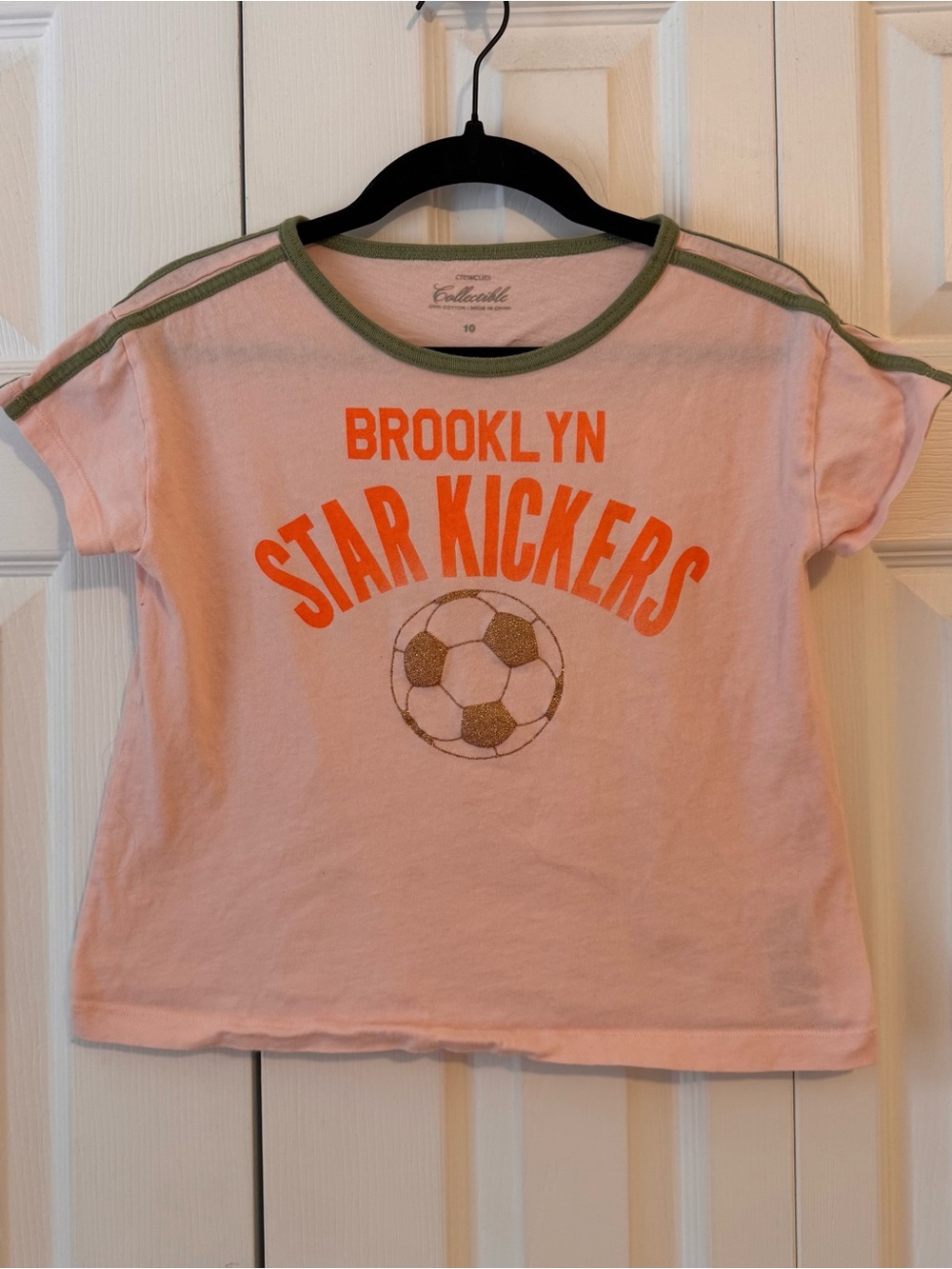 Crewcuts Pink Tee with Orange Graphic and Olive Trim